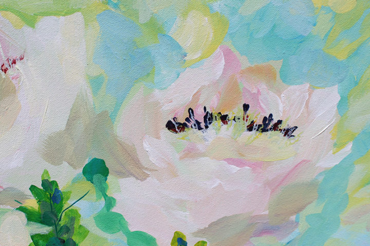 White Floral On Green by Terese Newman